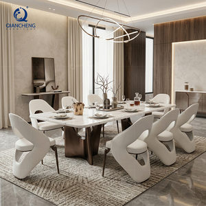 Juego de <span class=keywords><strong>Comedor</strong></span> de Lujo de China Foshan para <span class=keywords><strong>6</strong></span> y 8 Personas con Mesa Moderna de Mármol y Acero Inoxidable y <span class=keywords><strong>Sillas</strong></span> de Alta Gama - Product Image 2
