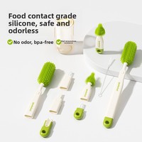 OEM ODM Brosse à biberon multifonctionnelle portable en silicone et acier inoxydable avec poignée pour le nettoyage des tétines et des biberons