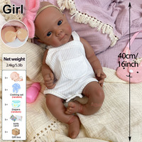 Realistische schwarze Vollsilikon 16-Zoll-Bettie-Reborn-Babypuppe mit weichem Körper, wie echt anfühlend, Moneca-Gewichtspuppe, passender Schnuller, Begleiter, Geschenk
