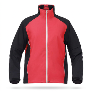 Veste softshell coupe-vent pour homme, rouge et noir, col montant, fermeture éclair, style sportif, pour l'automne - Product Image 3