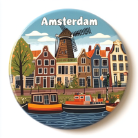 Personnalisé Amsterdam 3D UV Imprimé Résine Réfrigérateur Aimant Forte Absorption Magnétique Taille Moyenne Moderne Voyage Souvenir Cadeau