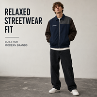 Blouson de travail zippé personnalisé OEM, color block, léger, imprimé graphique, imperméable, en coton, col bomber, pour homme