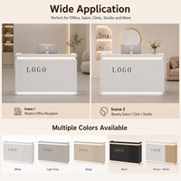 Comptoir de réception minimaliste blanc en gros avec éclairage LED pour salon de beauté, spa, magasin – Meuble de comptoir d'accueil personnalisé