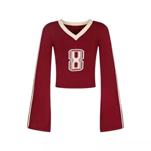 Ensemble de tennis personnalisé avec logo brodé par le fabricant, pull court de pickleball, t-shirts, hauts, pull tricoté respirant pour femmes - Product Image 4