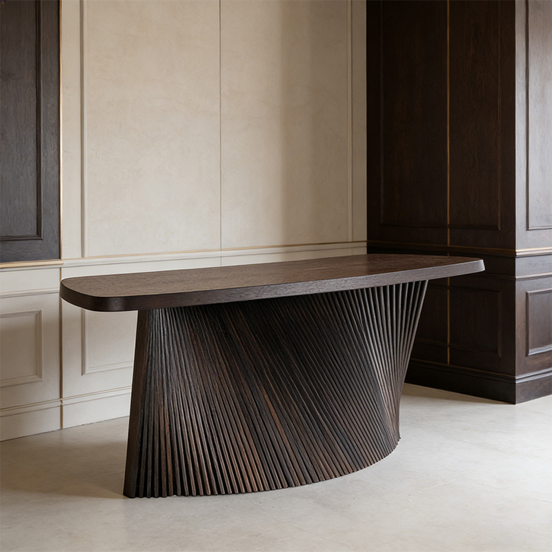 Handmade Twisted Solid Wood Executive Office Table Luxury Curved Top Manager Desk for CEO Office & High-end Reception Room
