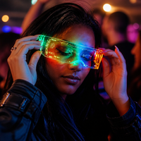 Lunettes LED néon lumineuses, lunettes de soleil technologiques cyberpunk de science-fiction pour les soirées EDM, les festivals de musique, les bars, les fêtes de Noël, lunettes lumineuses