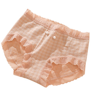 Pantaletas sin Costuras de <span class=keywords><strong>Tallas</strong></span> <span class=keywords><strong>Grandes</strong></span> al por Mayor, de Cintura Media, Cómodas y Transpirables, con Encaje, para <span class=keywords><strong>Mujer</strong></span> - Product Image 5
