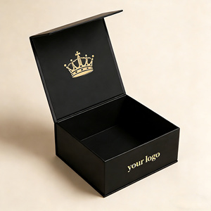 Custom Logo <b>Black</b> Biodegradable Rigid Foldable Cardboard <b>Gift</b> <b>Box</b> with Magnetic Closure - Product Image 3