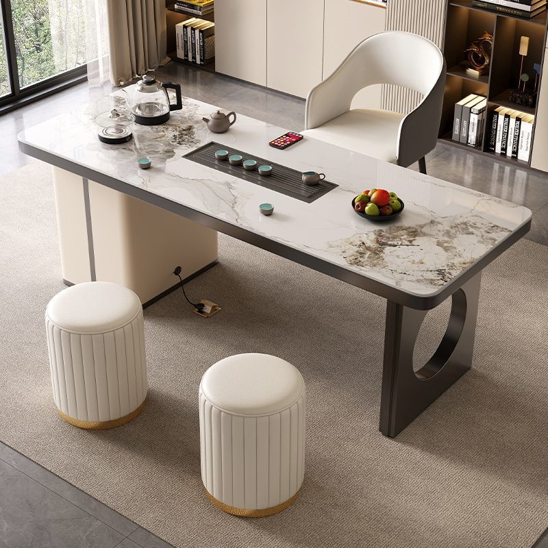 1 stone slab tea table, 1 space chair, 2 round stools