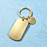 Porte-clés double étiquette en acier inoxydable sablé Ywyougang, avec plaque d'identification et breloque ronde vierge pour gravure laser DIY, cadeau