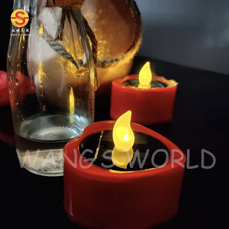 Romantic Garden Solar Power Tea Candle Light Heart Shaped Led Candle Light Solar