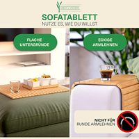Bambú 3-en-1 Magnético Desmontable Sofá Brazo Bandeja Mesa con soporte para teléfono y tableta