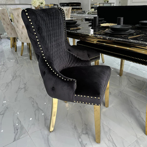 모던 버튼 터프티드 다이닝 체어 라이온 노커 스테인리스 스틸 다리 의자 주방 가정 거실 가구용 - Product Image 5