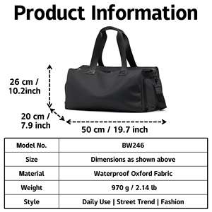 Unisex spor Fitness silindir seyahat çantası islak/kuru ayırma Oxford malzeme fermuar kapatma ile erkekler ve kadınlar için moda - Product Image 6