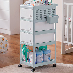 YBJ3212 Estante <span class=keywords><strong>de</strong></span> Almacenamiento <span class=keywords><strong>de</strong></span> <span class=keywords><strong>Productos</strong></span> para Bebés <span class=keywords><strong>de</strong></span> Plástico, Carrito Móvil Moderno <span class=keywords><strong>de</strong></span> Cuatro Niveles, Diseño Antipolvo, Uso en Sala <span class=keywords><strong>de</strong></span> Estar, Almacenamiento <span class=keywords><strong>de</strong></span> Latas <span class=keywords><strong>de</strong></span> Leche en Polvo - Product Image 2