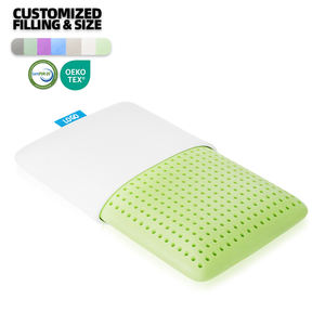 Almohada de espuma viscoelástica con infusión de té verde, técnica de punto con logotipo bordado suave ligero para ropa de cama, soporte para el cuello - Product Image 1