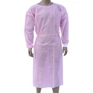 Gaun isolasi biru merah muda tanpa anyaman PP SMS diperkuat sekali pakai dengan manset rajut - Product Image 1