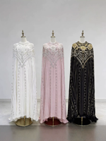 Robe Abaya de luxe, robe de soirée à manches longues, robe ethnique pour femmes musulmanes, robe de fête de haute qualité avec paillettes et diamants, Jalabiya