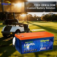 Batterie Lithium LiFePO4 25,6V 120Ah à décharge profonde, Grade A, pour voiturette de golf, avec BMS intelligent, RS485, connecteur Anderson, 6000 cycles, CE RoHS IP67, OEM ODM