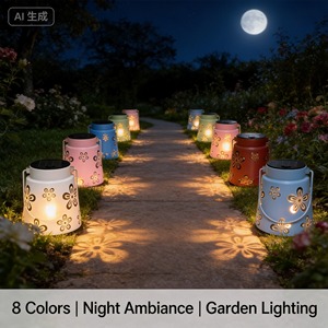Nouvelle Arrivée Lanterne Solaire Extérieure Étanche IP44 Moderne en Fer Forgé Motif Cœur Creux Fleur Blanc & Or pour Patio Jardin - Product Image 4