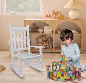 Chaise à bascule pour tout-petits en bois confortable <span class=keywords><strong>inclinable</strong></span> à bascule pour enfants d'âge bébé chaise longue intérieur extérieur filles enfants salle de jeux - Product Image 2