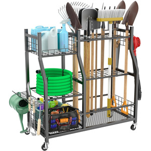 Gardening <b>tool</b> organizer, large capacity gardening <b>tool</b> storage rack, indoor and outdoor long-handled <b>tool</b> <b>cart</b> - Product Image 1