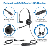 Lsezv NC Headset USB Peredam Kebisingan Aktif dengan Kontrol Mute Monaural untuk Kantor, Laptop, PC C13NC-USB
