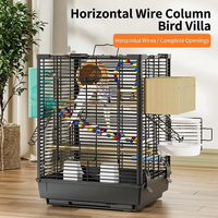 Cage à oiseaux carrée en métal standard de 18 pouces avec dessus ouvert interactif, grande cage à perroquets, volière moderne noire pour calopsites