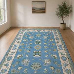 Traditional Floral Area Oushak Wool Rug Hand Knotted Non Slip Rubber Backing Living <b>Room</b> Use - Product Image 1