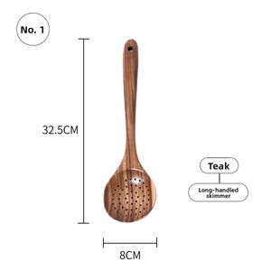 Cuillère à soupe longue en teck de style japonais, antidérapante, résistante aux hautes températures, pour restaurant, ramen, ustensiles de cuisine, vente en gros - Product Image 6