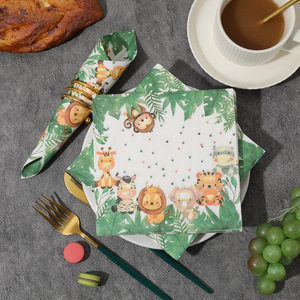 Zoo Printed Paper Napkins 330mmx330mm 2-Ply Disposable For Themed Party Use - Product Image 1