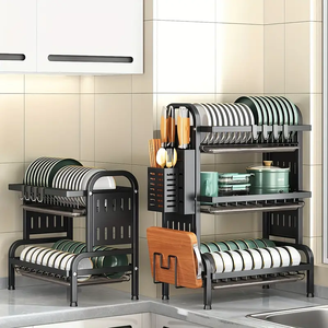 <span class=keywords><strong>3</strong></span> 단 녹슬지 않는 접시 배수 랙 튼튼한 금속 벽걸이 형 주방 조리대 보관 선반 2 단 디자인 OEM/ODM 상자 - Product Image 5