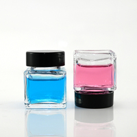 Vente en gros de 30ml de bouteille encrier en verre carré transparent vide 1oz bouteille d'encre pour stylo plume avec bouchon