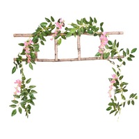 Untaian Bunga Wisteria Buatan Bentuk Tofu, Rumbai Bunga Violet Palsu untuk Dekorasi Pernikahan, Plafon, Rumah, dan Interior