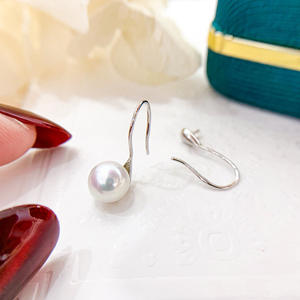 21290 S925 Silver Ear Nail Empty Holder Simple Compact Silver Ear Hook with 6-8mm Round Beads DIY <b>Pearl</b> <b>Earrings</b> Accessory - Product Image 4