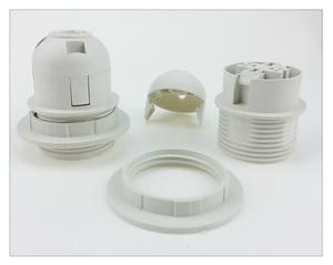 CE Halfgekruiste lamphouder met lampenkappenring E27, kunststof - Product Image 5