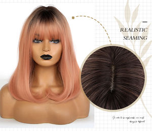 OEM/ODM สีน้ำตาลเข้มสีเหลืองอำพันสีชมพูกลางผมตรงกับวิกผมผู้หญิงธรรมชาติเล่นบทบาท/ผมสังเคราะห์ทุกวัน - Product Image 6