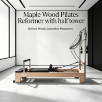 Mesin Reformer Pilates Kayu Komersial dengan Half Trapeze Tower untuk Studio Pilates Profesional