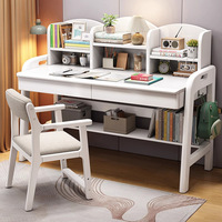 Table d'étude de chambre à coucher en bois massif simple et moderne avec étagère pour le bureau des devoirs de l'école primaire