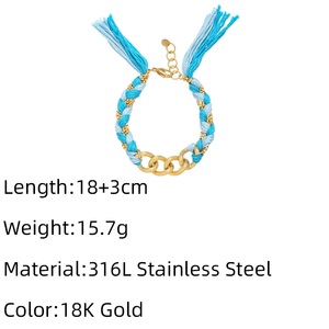 Pulsera cubana tejida de tela de nuevo diseño Dyola, joyería de acero inoxidable chapada en <span class=keywords><strong>oro</strong></span> de 18K hipoalergénica de alta calidad para mujer - Product Image 6