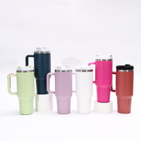 Tumbler Terisolasi 40oz Warna-warni dengan Sedotan, Cangkir Stainless Steel untuk Perjalanan, Kantor, dan Fashion, Logo Dapat Disesuaikan
