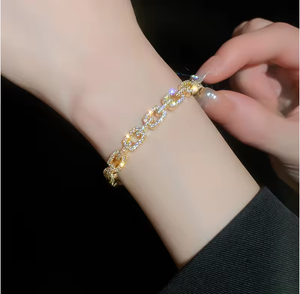 Pulsera de moda gruesa con diseño de cuerda trenzada y circonitas, brazalete abierto de oro con circonitas, joyería de boda para mujer, regalo al por mayor - Product Image 6