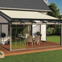 Toldo Retráctil Motorizado Impermeable de 6x4m con Resorte de Gas, Sistema de Toldo sin Columnas, Protección Solar y Techo Retráctil