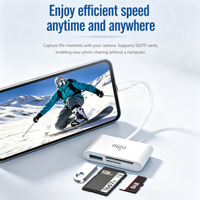 Lecteur de cartes SD et TF Type-C Plug-and-Play, avec port USB 2.0 intégré pour appareil photo numérique, ordinateur de bureau et téléphones compatibles USB-C