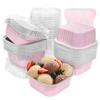 Conteneur carré en aluminium écologique et sûr pour aliments, jetable, pour pâtisserie, gâteaux, et stockage alimentaire, idéal pour la cuisine et les desserts