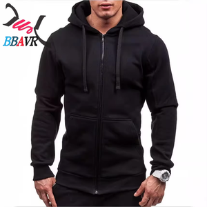 Sudadera con capucha y cremallera completa para hombre, de punto, color liso, para primavera, otoño e invierno, chaqueta polar. - Product Image 1
