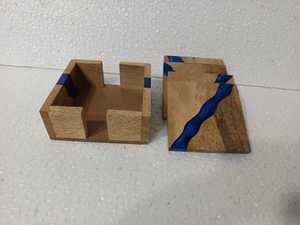 Handmade Square Wooden Coaster Set Modern Design <b>Table</b> <b>Mats</b> & Pads Decorative Wood Craft - Product Image 3