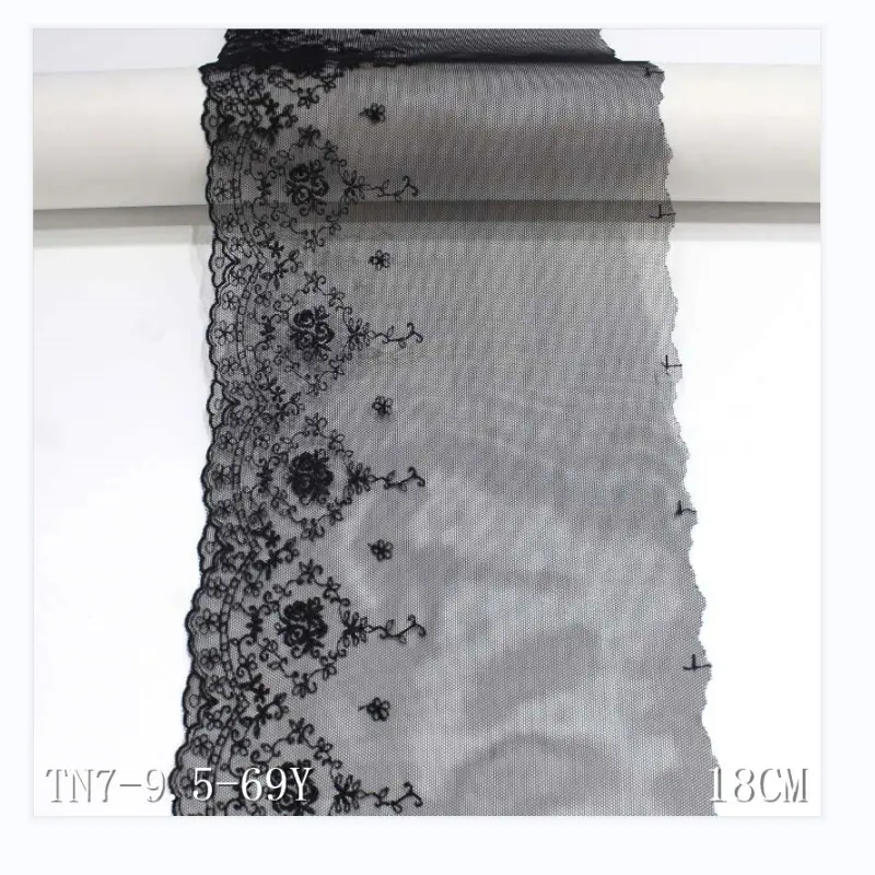 Embroidery fabric 18cm wide dress black mesh hot sell item