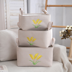 Boîte de rangement pour vêtements en coton, lin et EVA avec poignée pour jeans, jouets, armoire, panier de rangement de bureau - Product Image 2