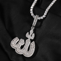 2023 nouveauté arabe musulman Islam symbole pendentif colliers glacé CZ diamant Allah nom pendentif colliers